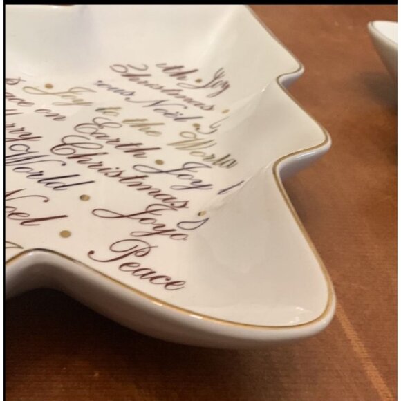 Porcelain Christmas Tree-Shaped Dish Homeo Classic Collection 12" - Picture 3 of 13